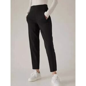 Athleta Pants Womens 6 Black Endless High Rise Satin Side Stripe Pull On Ankle